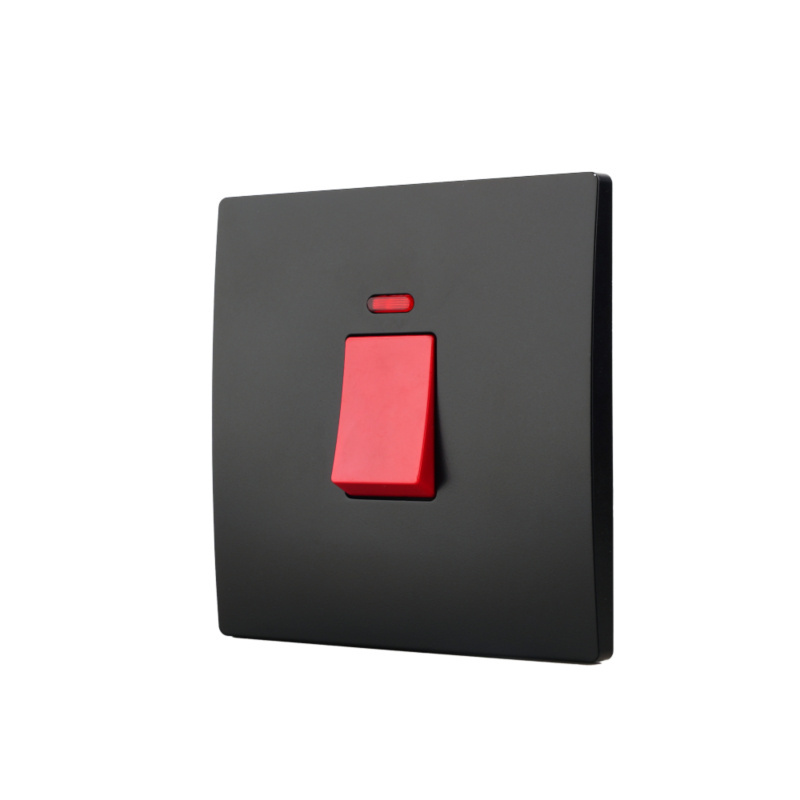 Mvava UK/EU Standard Arch Panel Ultra-thin PC 45A 1Gang Switch Power Wall Light Electric Switch With Red Indicator Light