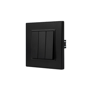 MVAVA europe luxury 3 gang 2 way black pc panel electric switch board light switch cover wall power light switch for office