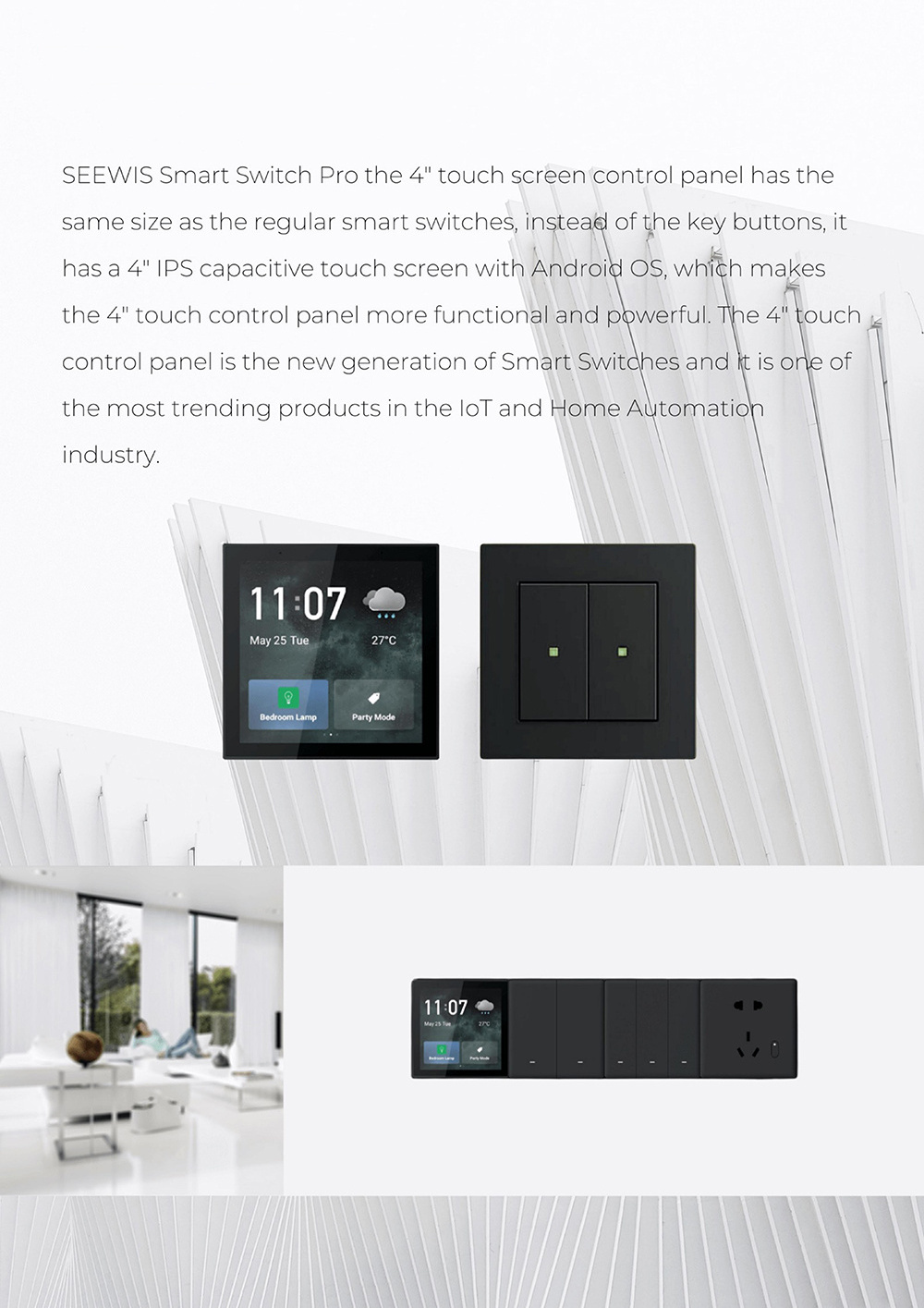 Mvava Wall Central Control Touch Switch Panel Zigbee Hub Gateway 4 Inch Tuya Alexa Arabic Home Automation System Smart Solution