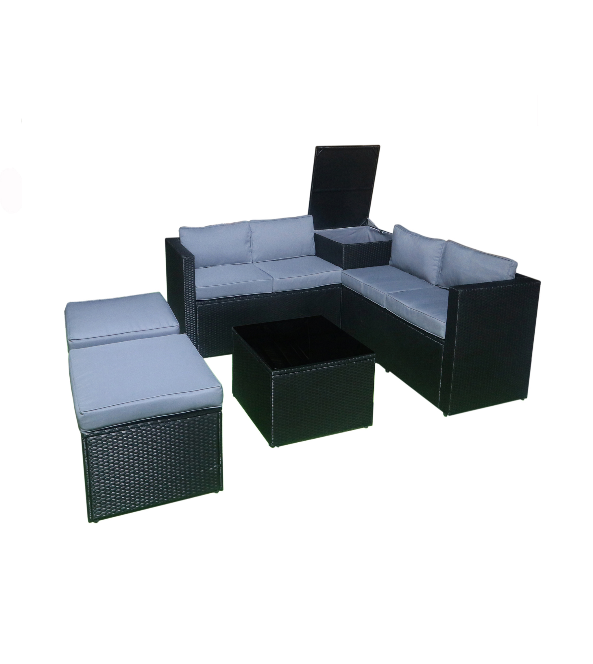 PE RATTAN WICKER GARDEN FURNITURE  CORNER SOFA WITH 02 STOOLS