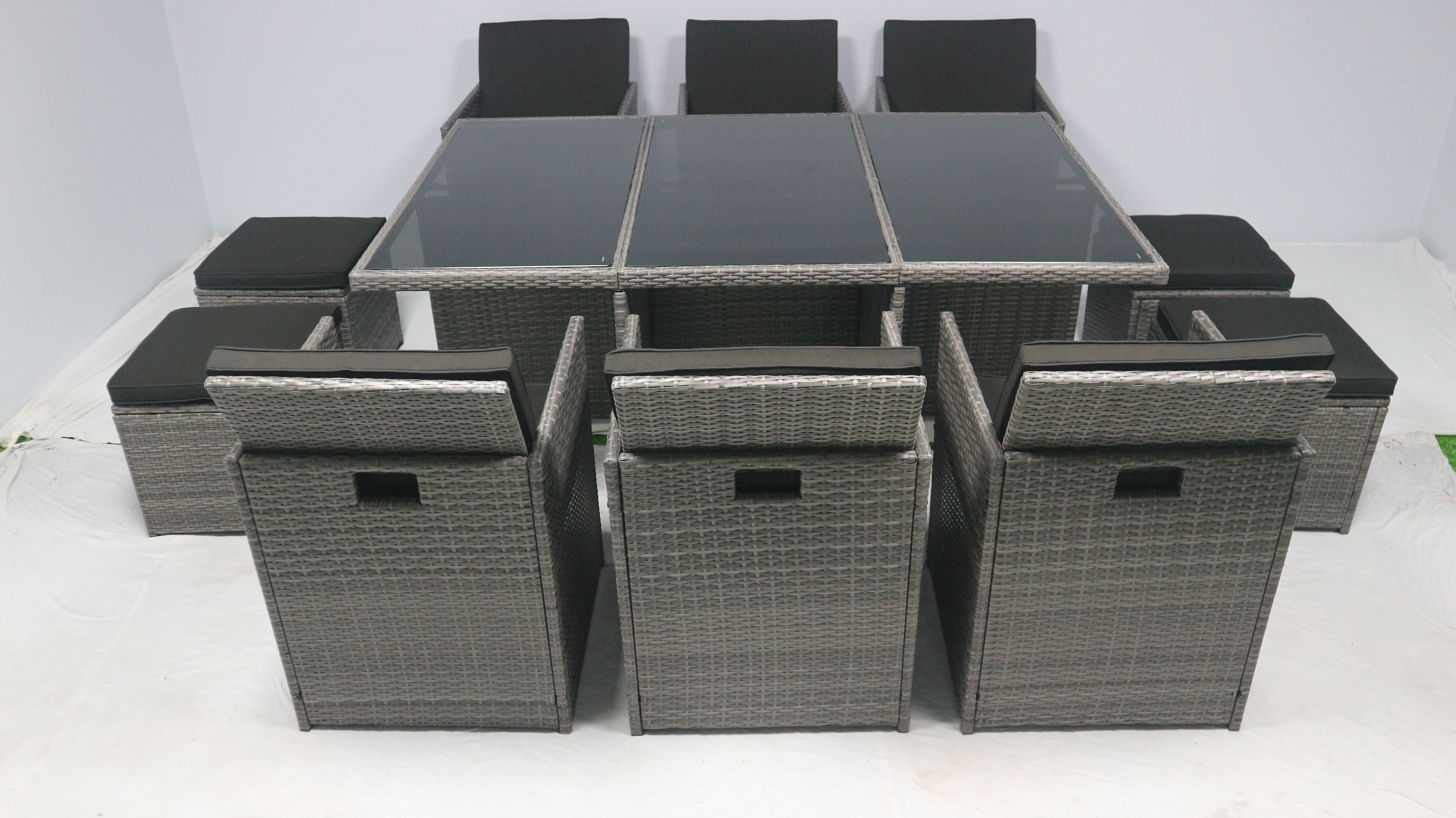 HIGH QUALITY CHEAP PRICE PE RATTAN WICKER GARDEN FURNITURE  CUBE 4+6 SEATER WITH TABLE