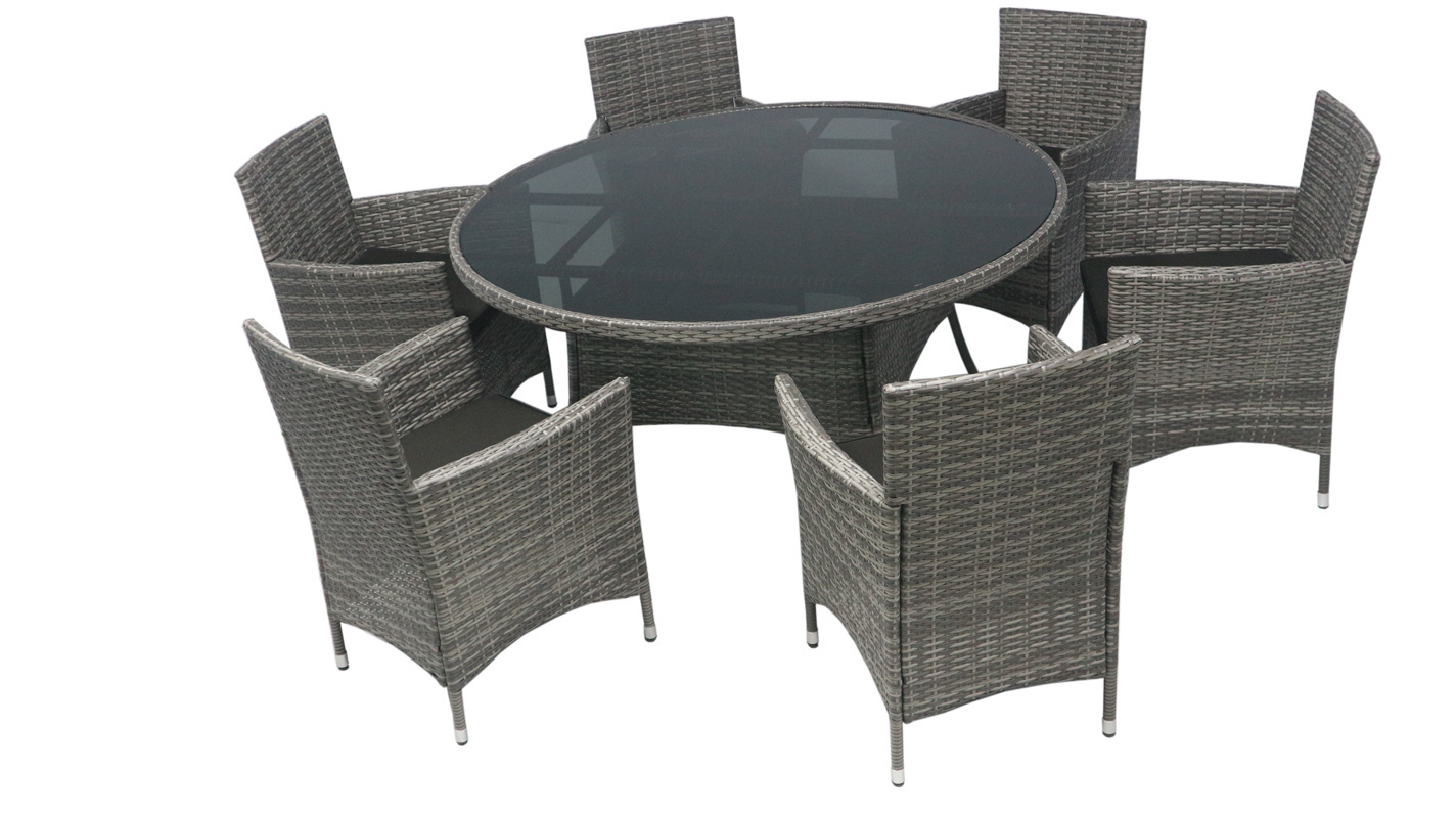 HIGH QUALITY CHEAP PRICE PE RATTAN WICKER GARDEN FURNITURE  ROUND TABLE 140CM  (WITH 06 CHAIRS)