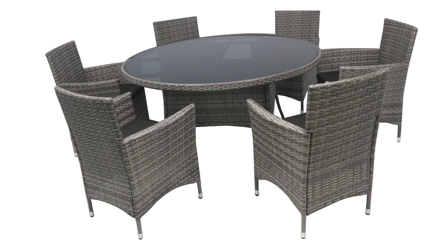 HIGH QUALITY CHEAP PRICE PE RATTAN WICKER GARDEN FURNITURE  ROUND TABLE 140CM  (WITH 06 CHAIRS)