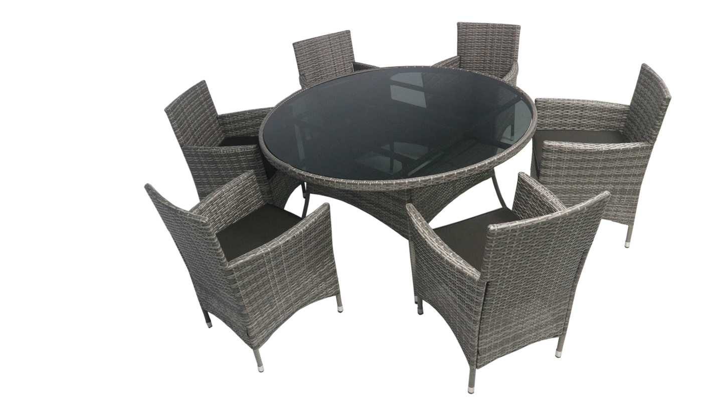 HIGH QUALITY CHEAP PRICE PE RATTAN WICKER GARDEN FURNITURE  ROUND TABLE 140CM  (WITH 06 CHAIRS)