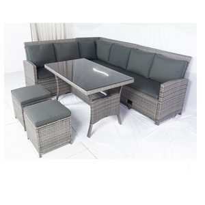 HIGH QUALITY CHEAP PRICE PE RATTAN WICKER GARDEN FURNITURE  L SOFA GREY