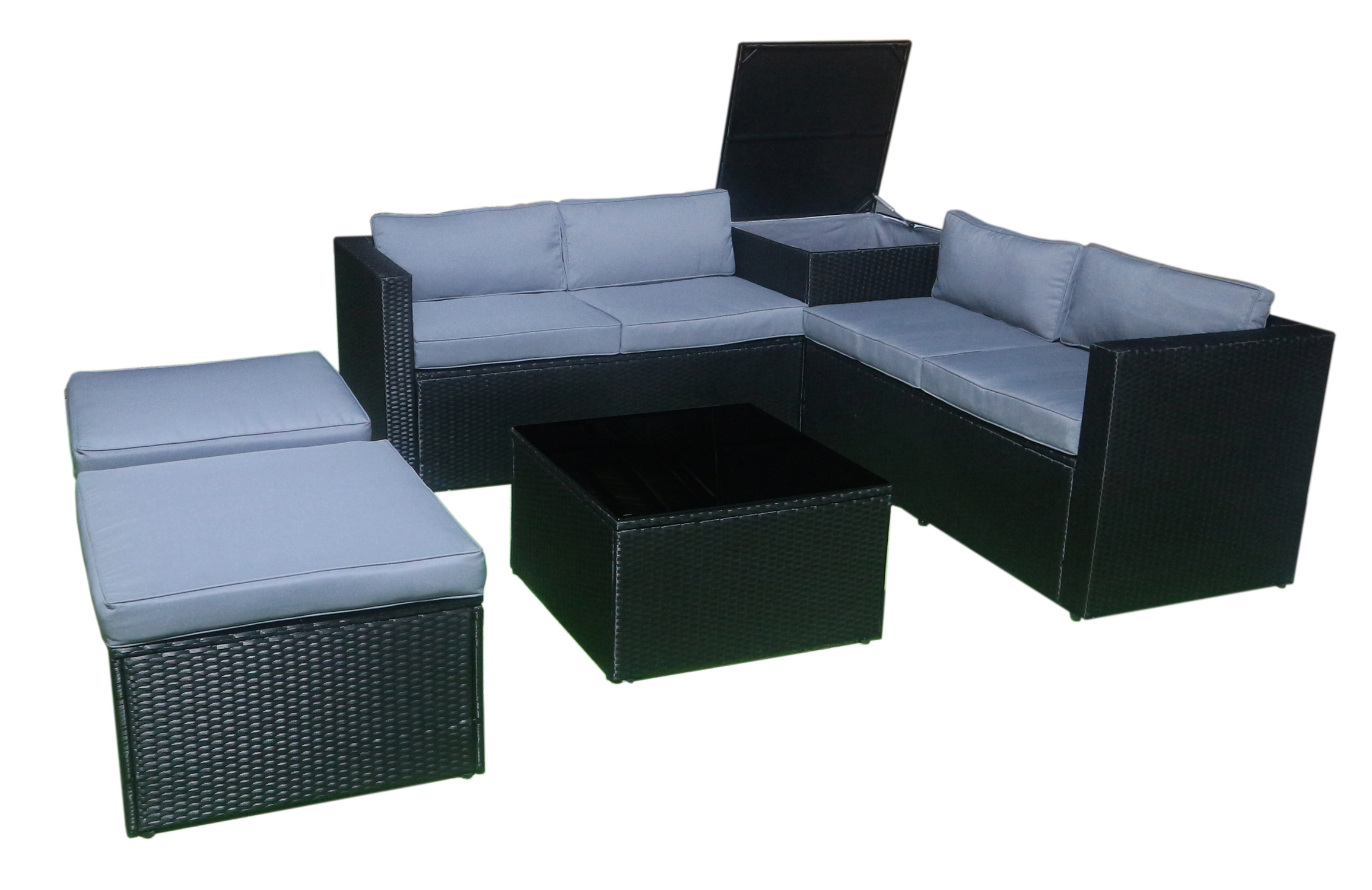 PE RATTAN WICKER GARDEN FURNITURE  CORNER SOFA WITH 02 STOOLS