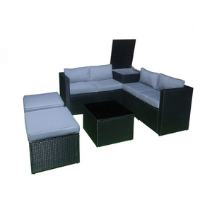 PE RATTAN WICKER GARDEN FURNITURE  CORNER SOFA WITH 02 STOOLS