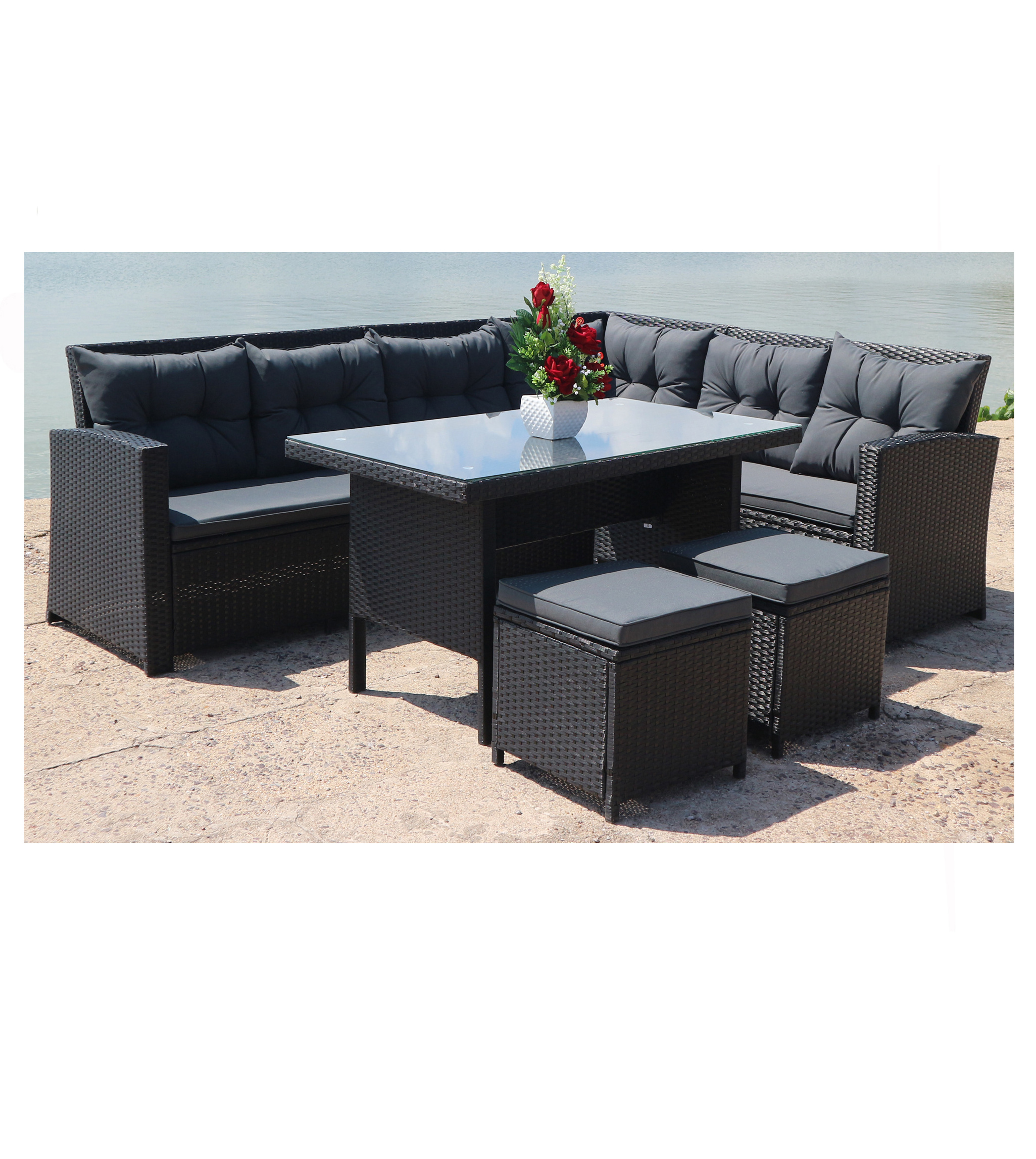 PE RATTAN WICKER GARDEN FURNITURE SOFA SET/ L SOFA