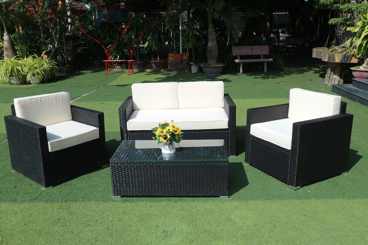 PE RATTAN WICKER GARDEN FURNITURE SOFA SET/ L SOFA