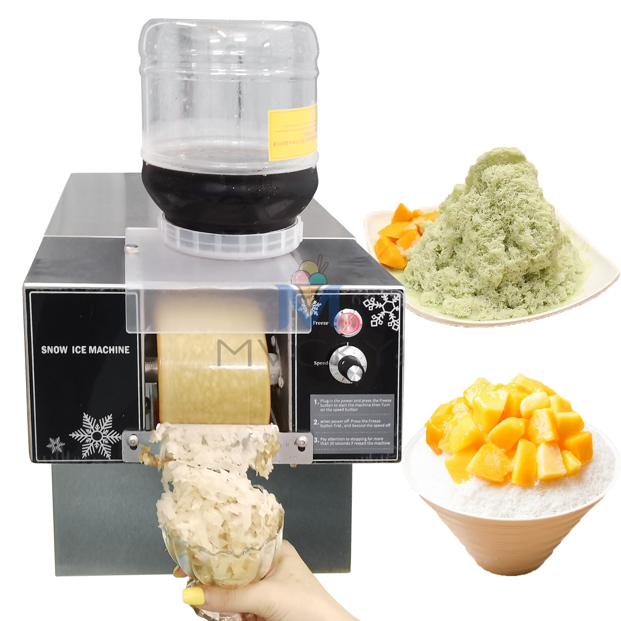 Mvckyi Commerical Auto Snowflake Ice Bingsu Machine Snow Ice Maker Shaved Ice Equipment Slushie Maker Water Cooled Crusher