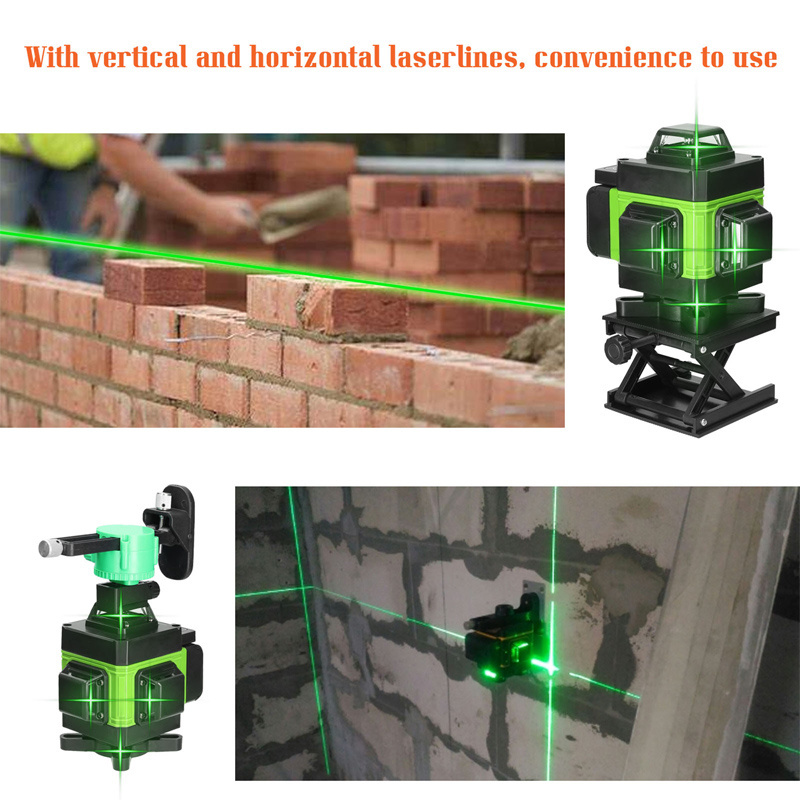 High Quality 4D 12/16 Lines Green Line Laser Level For Ground Leveling With Magnetic Support With Remote Control