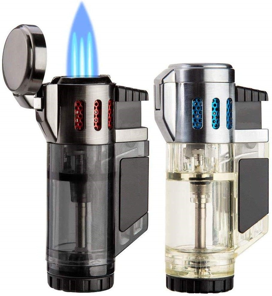 MLT26 Wholesale custom logo cigarette gas butane lighter 3 flame Jet Torch Lighter for Smoking