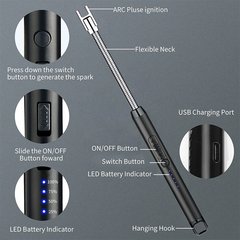 CL02 Pipe Electric lighter, Electronic Arc candle Lighters Windproof USB Rechargeable Lighters