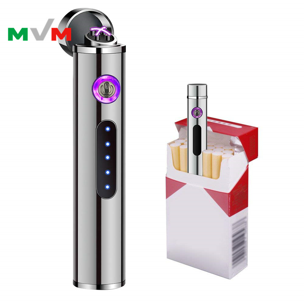 MLT233 New Portable Electronic Lighter USB Arc pipe Lighter with LED Button and Battery Indicator