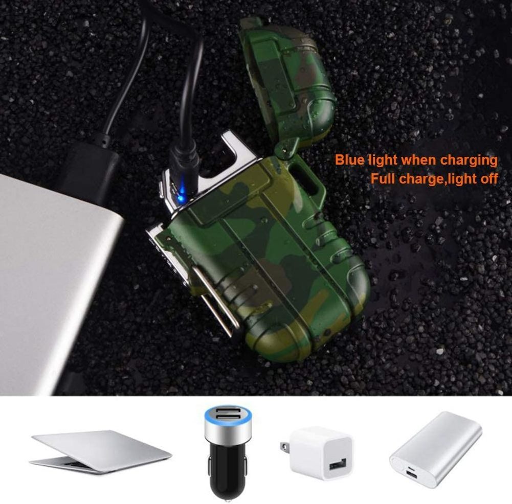 WL01 Waterproof Lighter Outdoor Windproof Flameless Dual Arc Lighter USB Rechargeable Electric Lighter