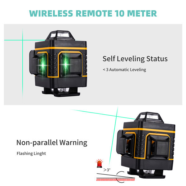 Factory Supply Green Beam 16 Line Laser Level Meter 4D 360-Degree Self-leveling Laser Level