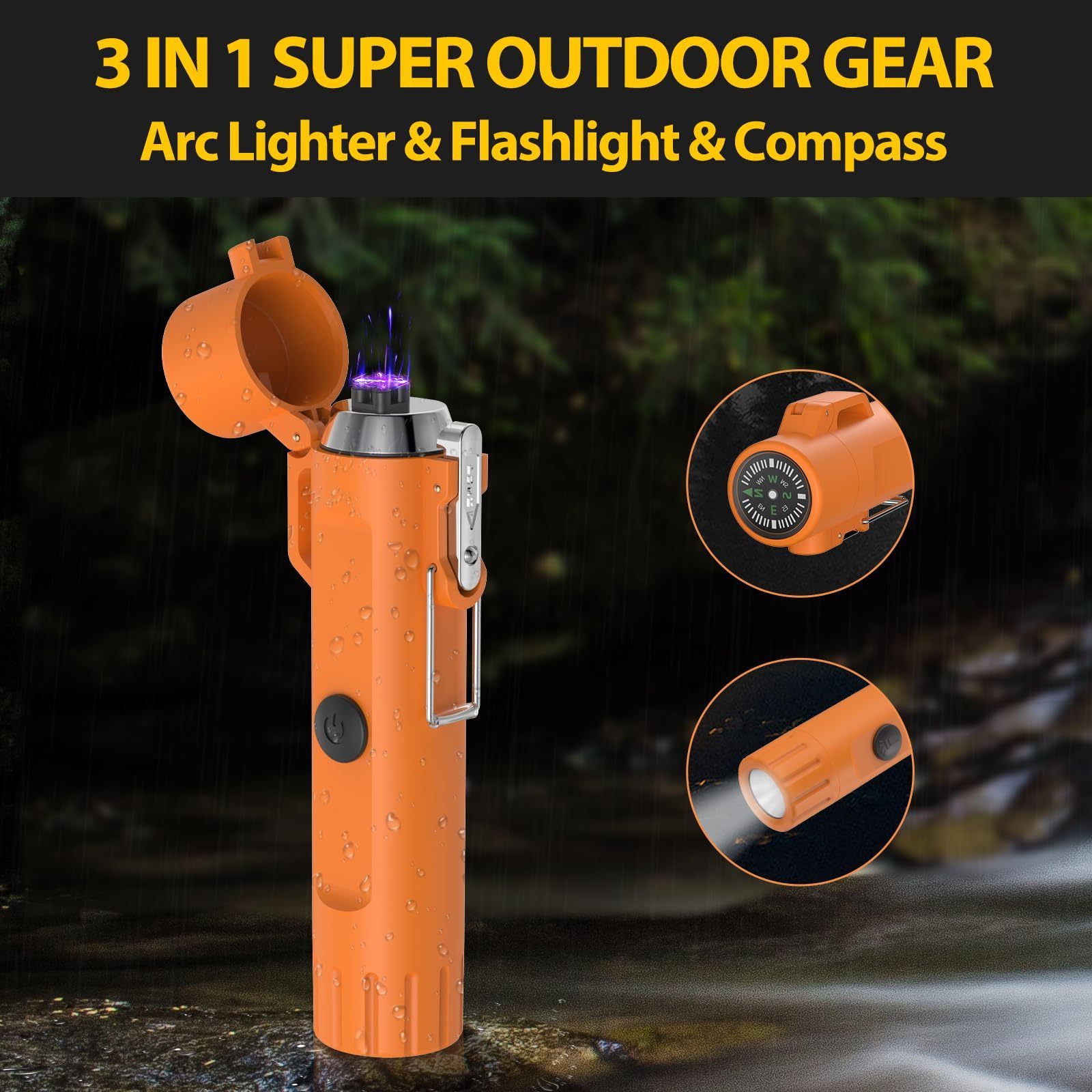 Electric USB Waterproof Double Arc Ignition Lighter Luminous Outdoor Camping Stove Fireplace Lighter Factory Wholesale