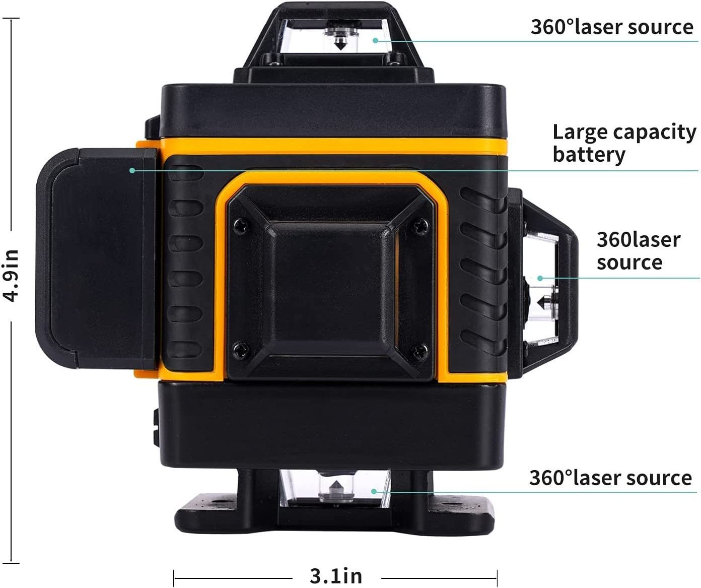 Factory Supply Green Beam 16 Line Laser Level Meter 4D 360-Degree Self-leveling Laser Level