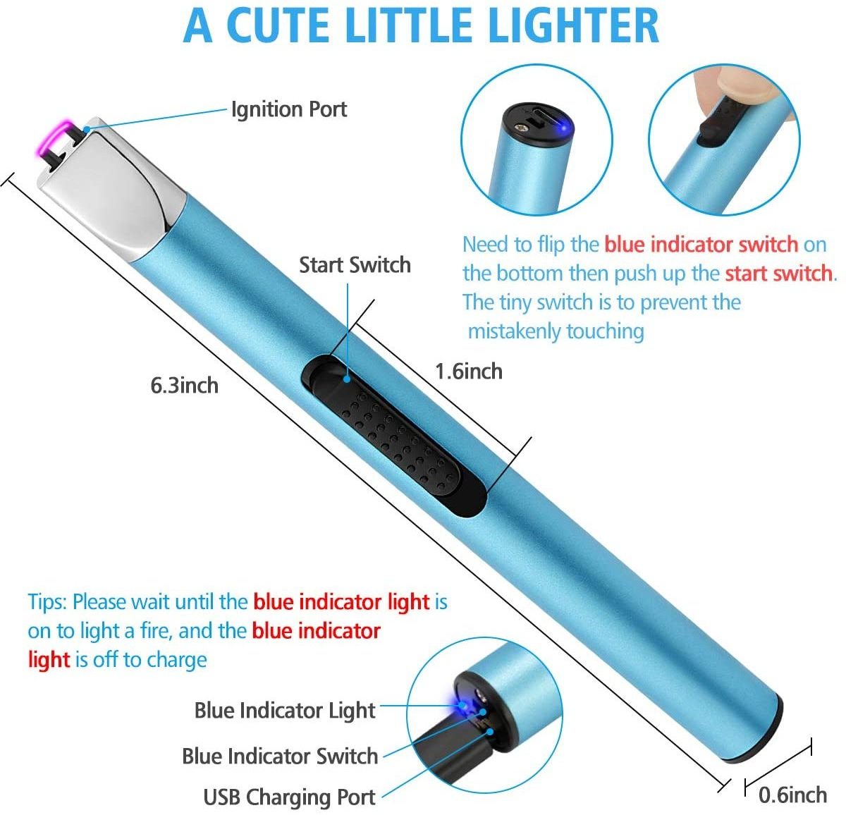 MLT137 Candle Lighter Electric Rechargeable Arc Lighter with Cute Sleek Design USB Portable Lighter Long Perfect for Kitchen