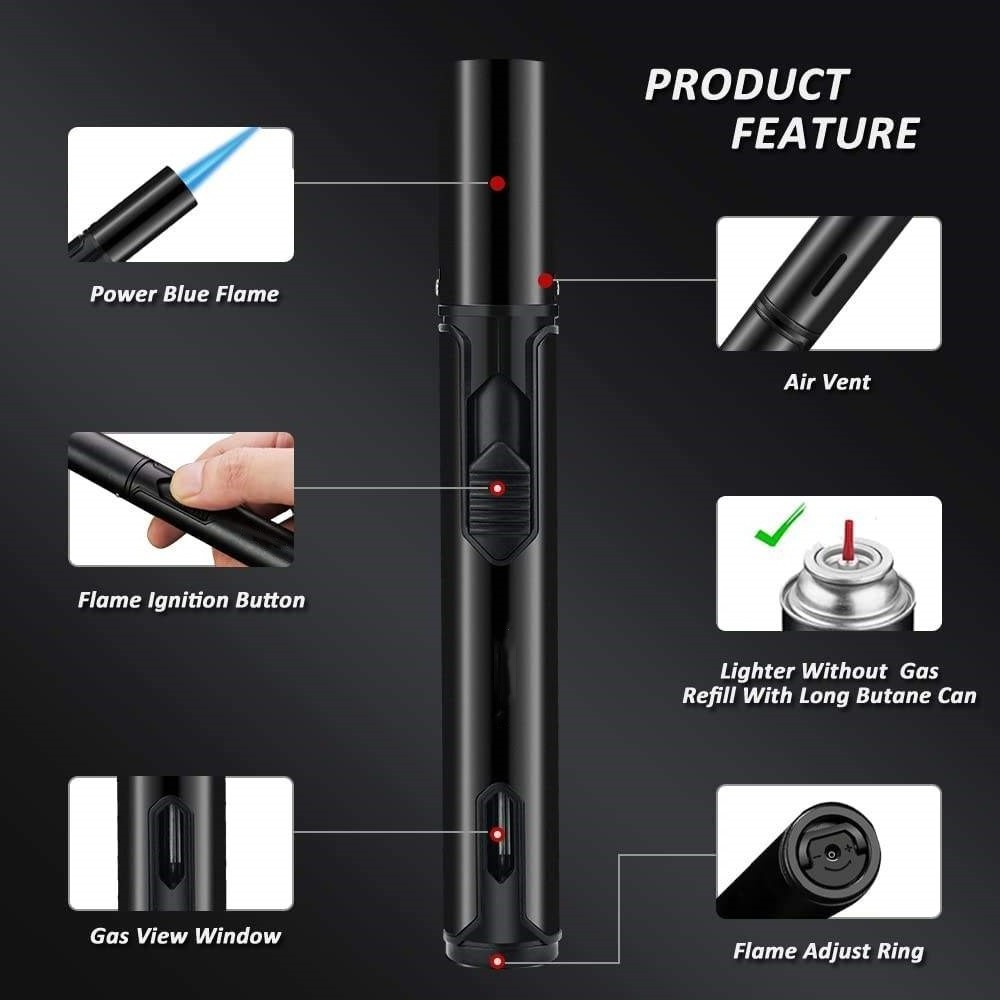 TL01 Waterproof Windproof Lighter Gas  Adjustable Jet Flame Torch Lighter Refillable Butane Lighter