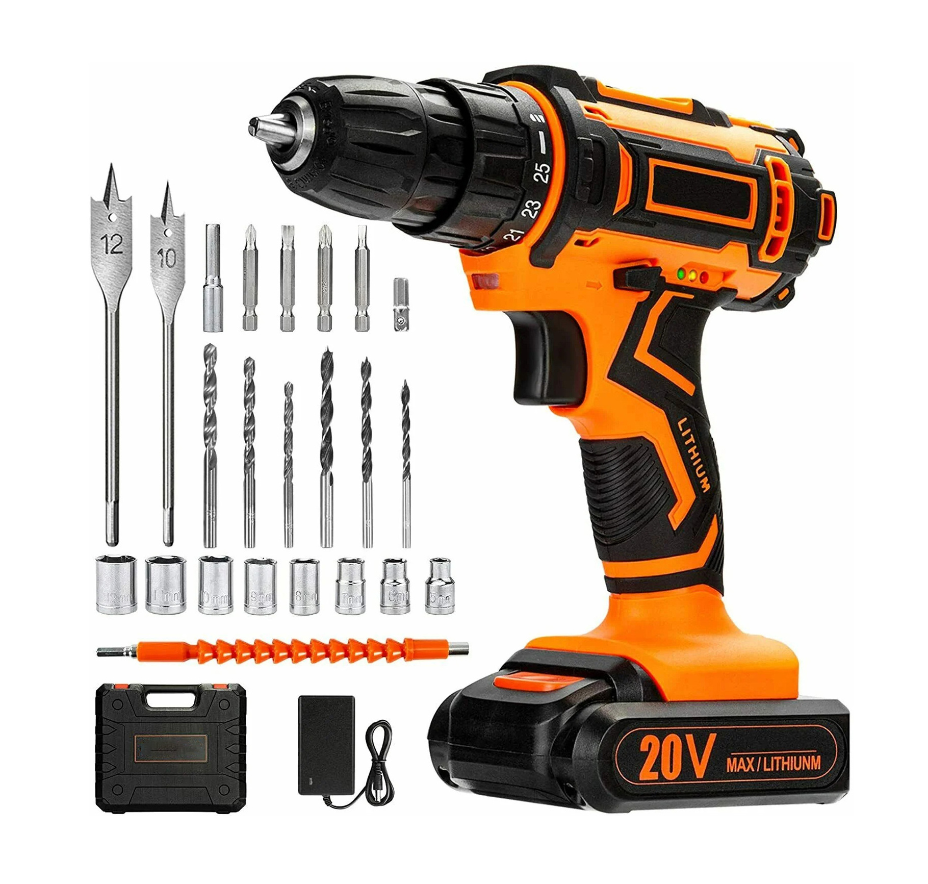 PD13 24pcs Customizable Hot Selling Cordless Impact Drill 20V Electric Mini Screwdriver  Power Drill Wholesale