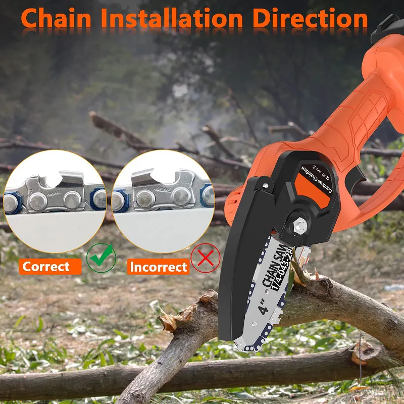 CS09 mini electric cordless chainsaw 6 inch battery power 21V wireless 4 stroke chainsaw