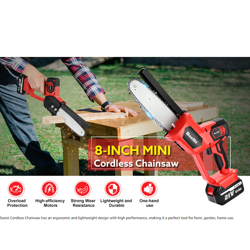 8 Inch Mini Electric Chainsaw Cordless Handheld Pruning Portable electric cordless mill  stone cutting chainsaw