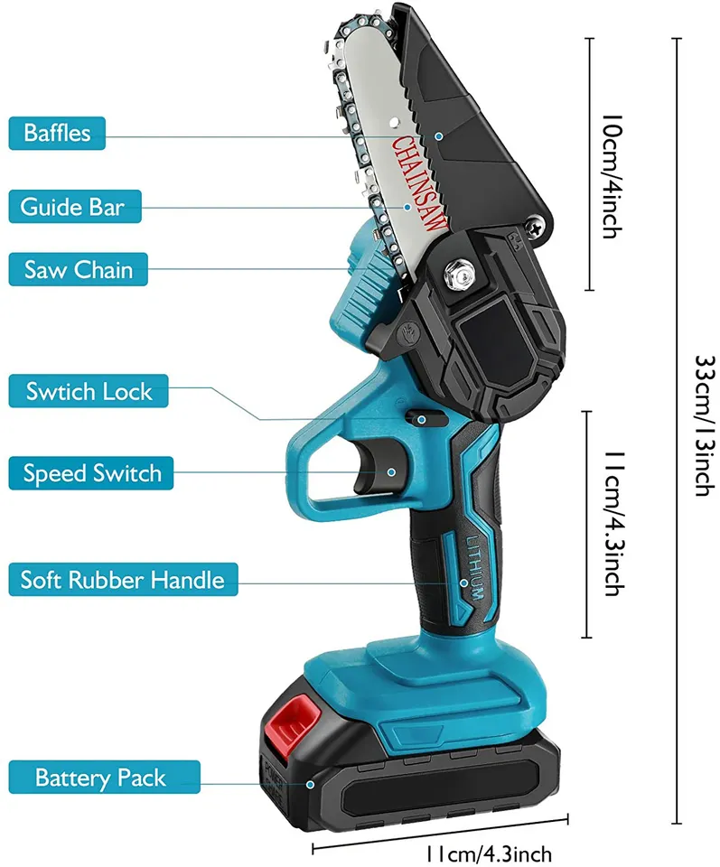 CS03 hand held cordless telescopic chain saw wood cutting machine heavy duty electric chainsaw