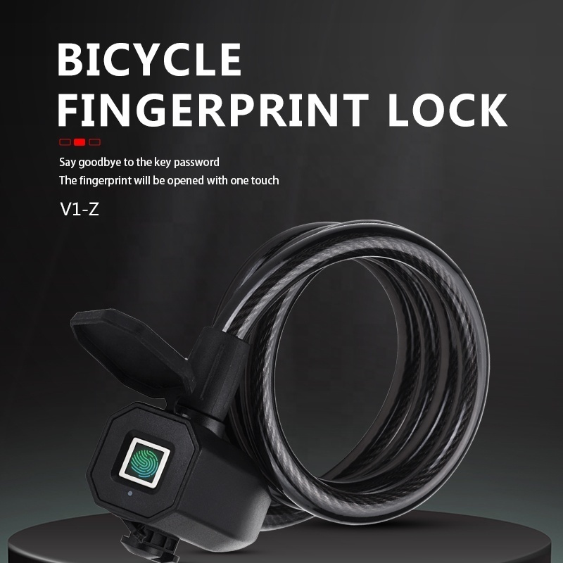 wholesale Stainless steel smart bike lock Waterproof Portable fingerprint lock for bike scooter motorcycle bicycle cable lock