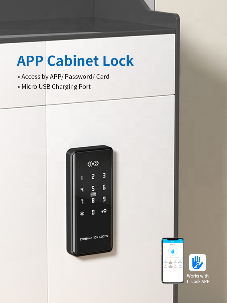 Mobile remote control M1card electronic Password Ttlock APP Digital Furniture Panel Drawer touch Keypad Smart Cabinet Lock