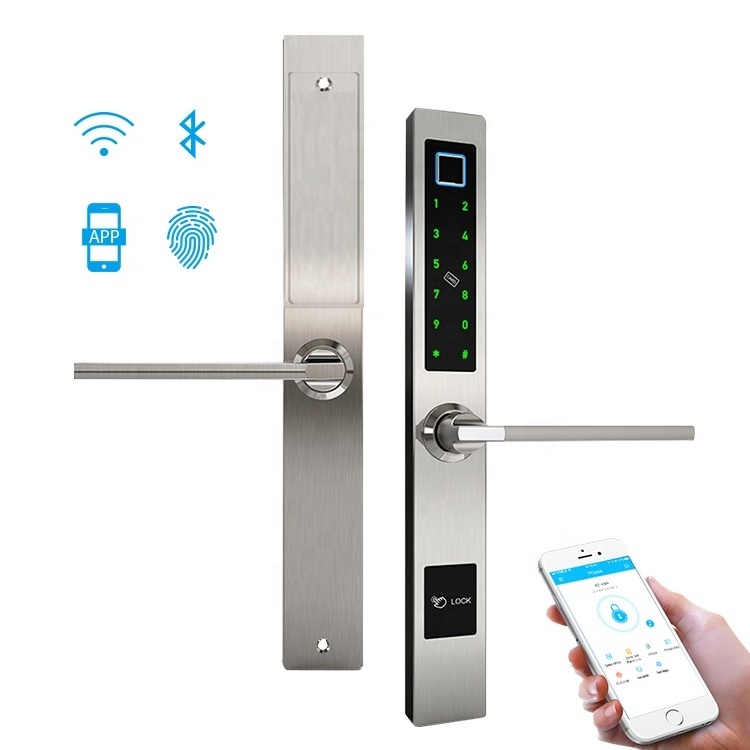 Patio Door Security Lock Outdoor Glass Sliding Door Lock APP WiFi BLE Fingerprint Unlock Waterproof Smart Patio Door Locks