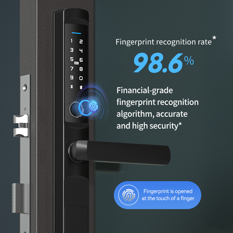 Outdoor Waterproof Antifreeze Residential Door Locks Keyless Finger Print Smart Sliding Door Lock for Aluminium Alloy Glass Door