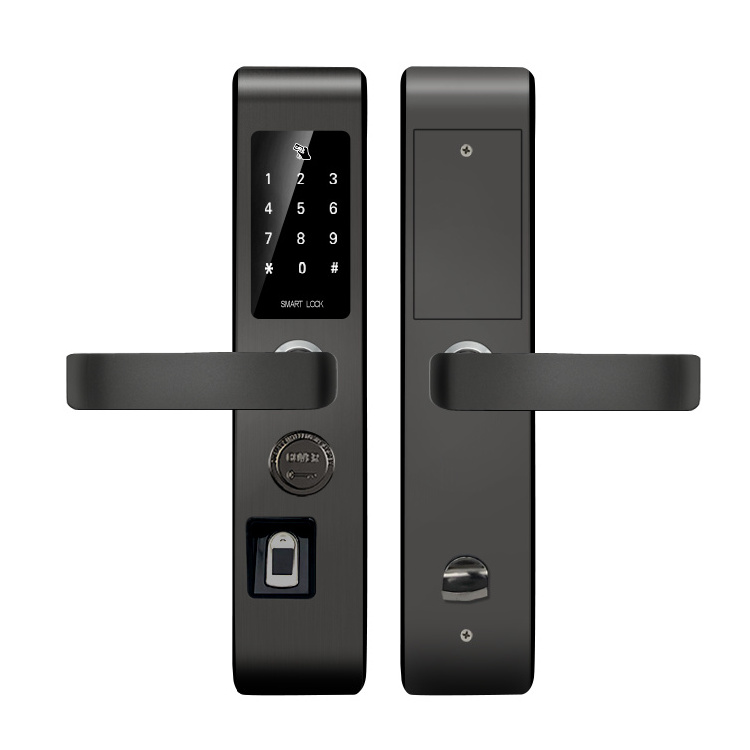 Front Door Keyless Entry Fingerprint And Code Touchscreen Smart Electronic Mortise Lock Electric Door Lock OEM