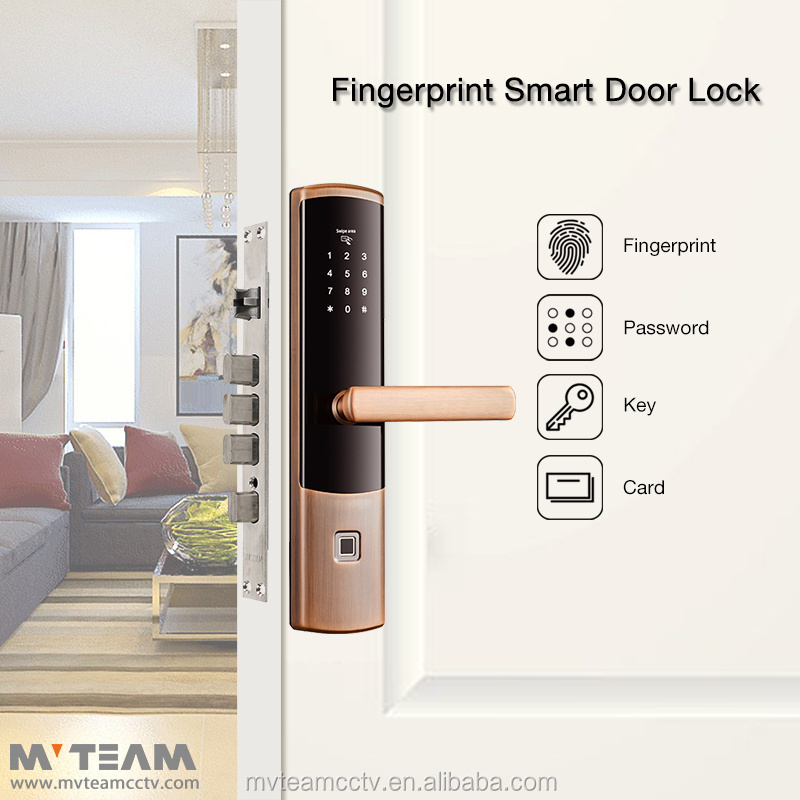 Smart Lock 2019 Commercial Biometric Hotel Finger Print  Safe Digital Door Lock Home with Keys,  Optional Pull or Push Handle