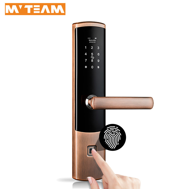 Smart Lock 2019 Commercial Biometric Hotel Finger Print  Safe Digital Door Lock Home with Keys,  Optional Pull or Push Handle