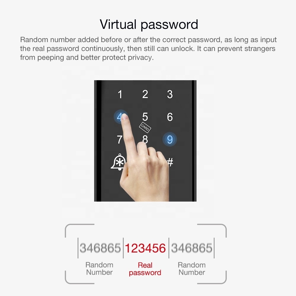 Customize Digital Keyless Fingerprint Recognition Sensor Hidden Card Access Door Lock With Touch Keypad Standby Time 6 Months