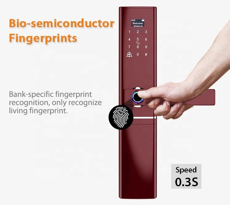 Customize Digital Keyless Fingerprint Recognition Sensor Hidden Card Access Door Lock With Touch Keypad Standby Time 6 Months