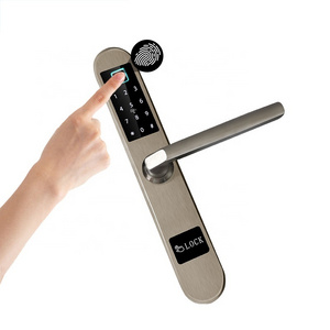 Smart Office Hotel Sliding Door Locks NFC Card Fingerprint PIN Code Deadbolt Lock Narrow Aluminum Double Sided Sliding Door Lock