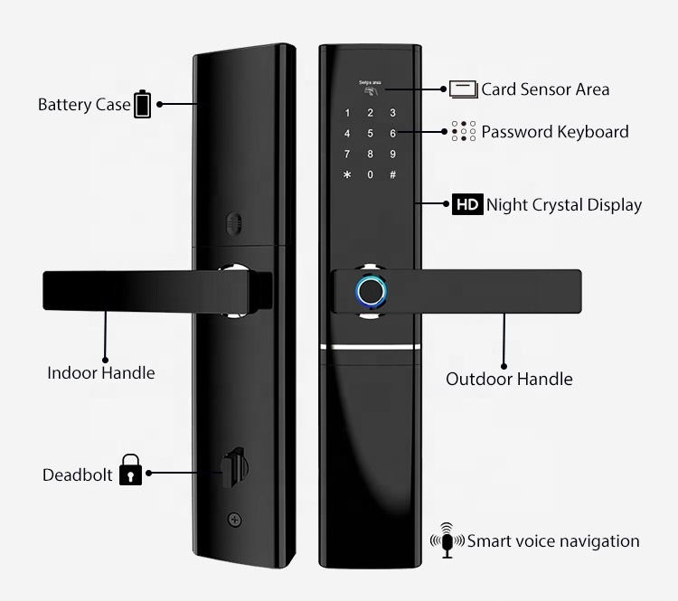 Commercial Keyless Entry Digital Advanced Security Door Lock With Built-in Doorbell And Door Lock Management System