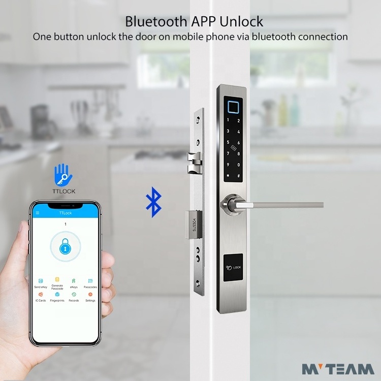 Digital Patio French Door Lock Slim WiFi APP TTLock Fingerprint Code Card Smart Hooks Lock Sliding Door Hardware Lock