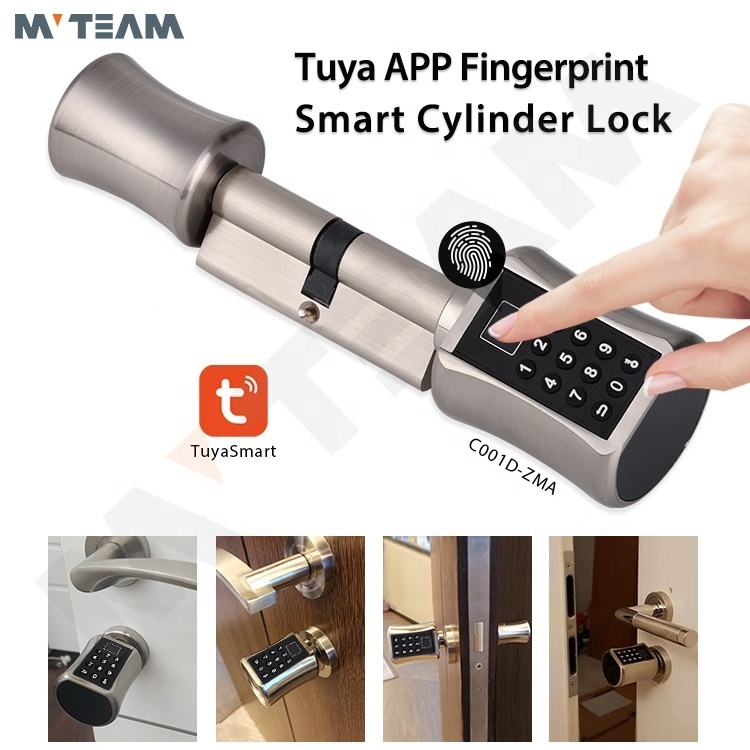 Smart System Tuya APP Door Lock Keyless Connected BLE Fingerprint Card Without Drill New Holes Convenient Install Operate