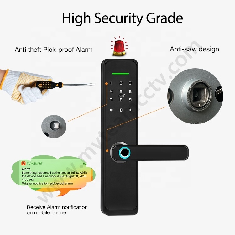 High Security Anti Theft Smart Lock Door Thumbprint Biometric Intelligent Electronic Fingerprint WiFi TTLock Tuya Door Lock