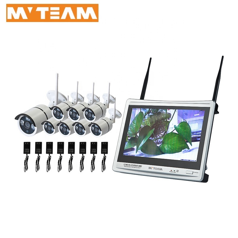 China Factory Easy Remote Use DIY CCTV Wireless Camera Security 8ch SystemHD NVR Kit with 12.5 inch LCD Screen