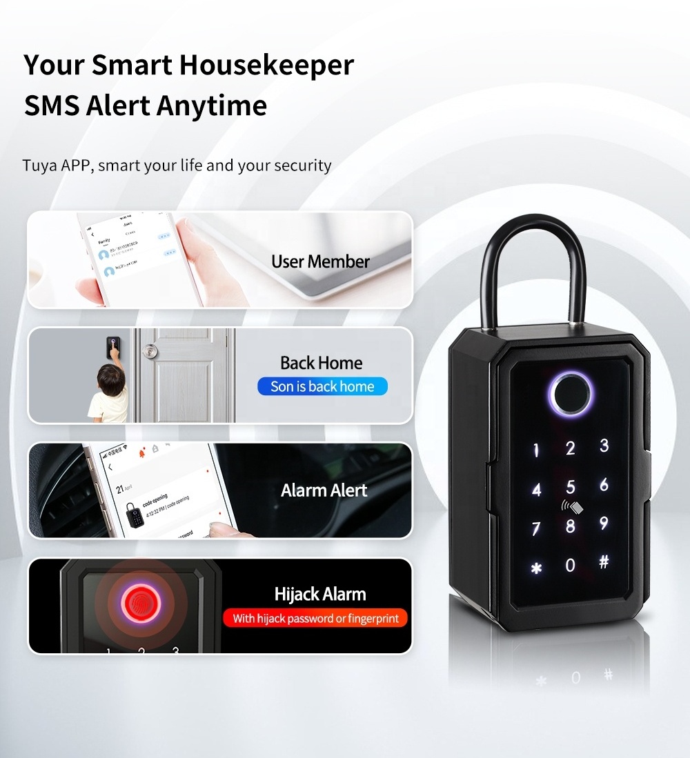 Dropshipping keyless digital shared padlock Smart App TUYA TTLock Key Holder Box Fingerprint Passcode Smart door lock key box