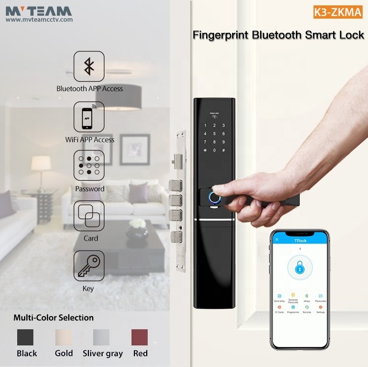 Tuya Or TTlock  WiFi APP Smart Door Lock Wireless Biometric fingerprint Code Card Outdoor Door Handle Digital Keyless Lock