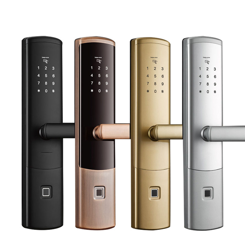 Remote Control Gold Door Lock System Electric Intelligent Finger Print Smart Security Door Lock