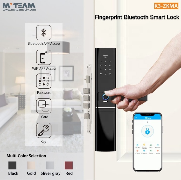 Tuya Or TTlock  WiFi APP Smart Door Lock Wireless Biometric fingerprint Code Card Outdoor Door Handle Digital Keyless Lock