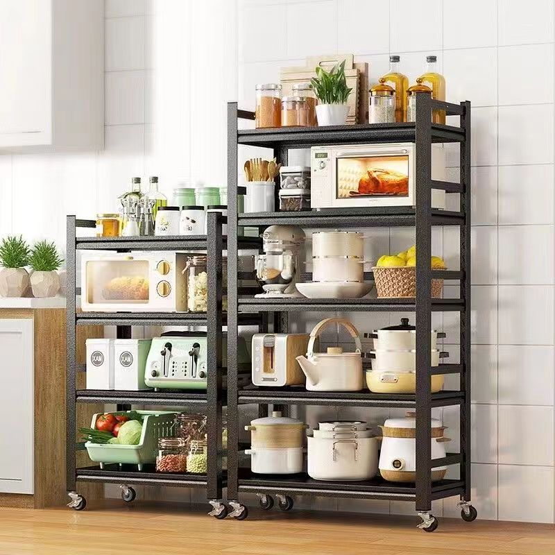 268Multistory floor-to-ceiling household commercial black stainless steel kitchen storage rack