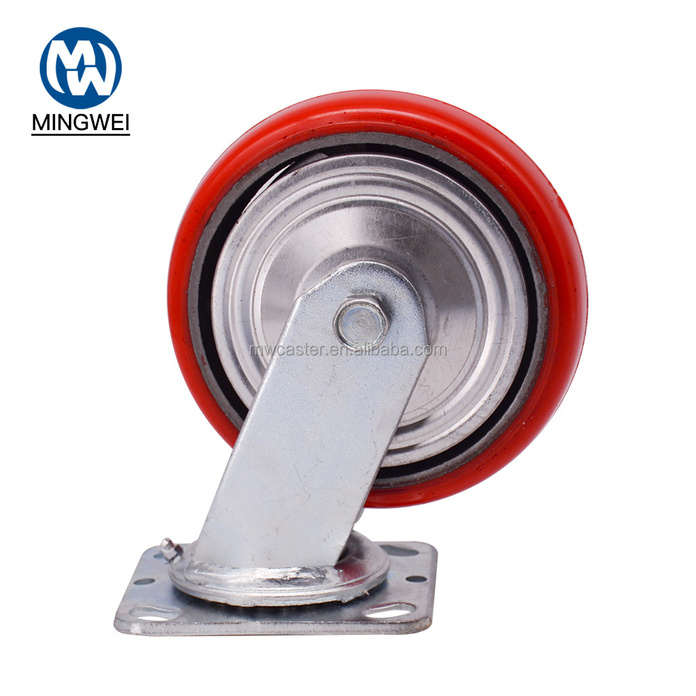 Wholesale price 4 5 6 8 inch PU swivel heavy duty polyurethane MW  caster wheels