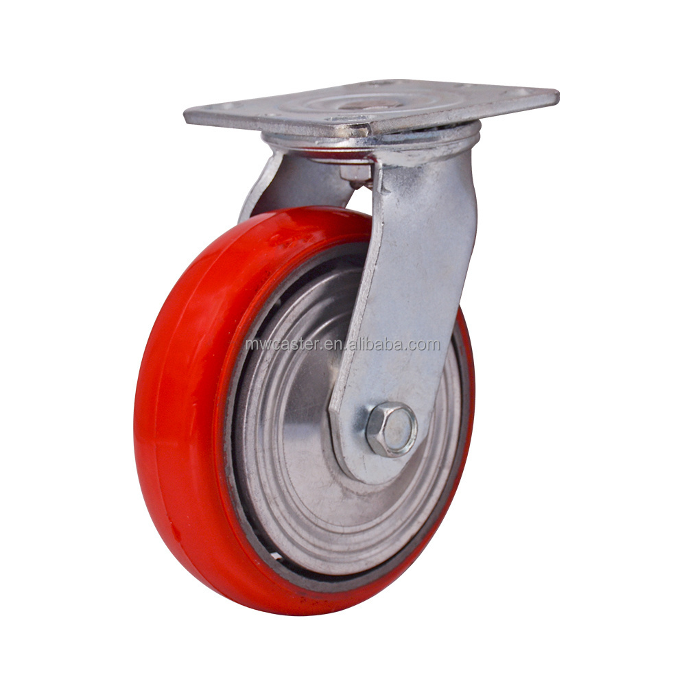 Wholesale price 4 5 6 8 inch PU swivel heavy duty polyurethane MW  caster wheels